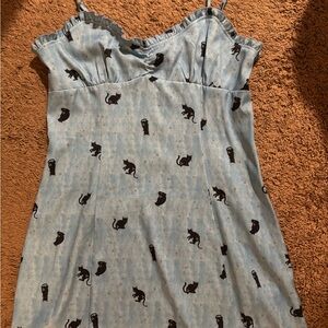 Cider Blue Cat Print Mini Dress